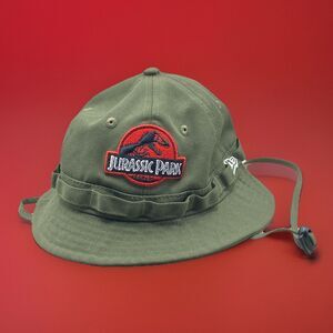 New Era Jurassic Park Olive Green Bucket Hat Kids Size Medium NWOT